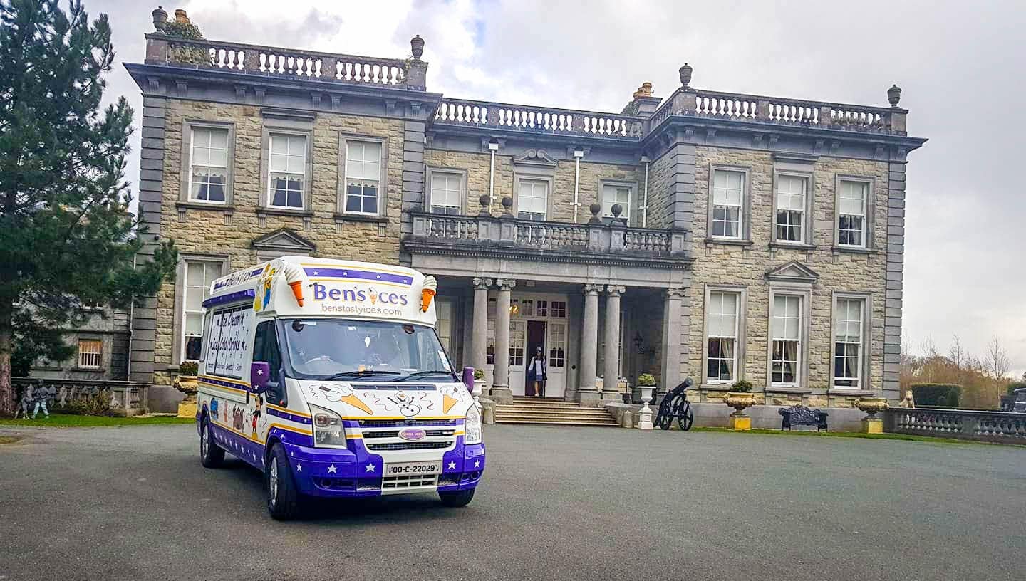 Ice cream van outside manor house