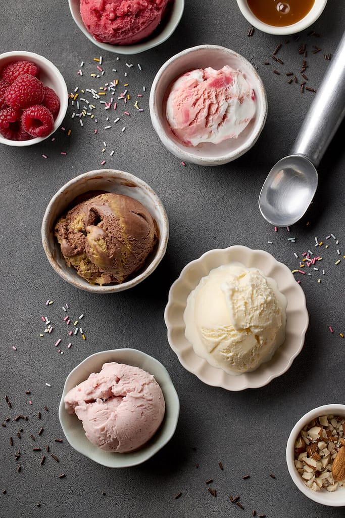 various ice cream flavours