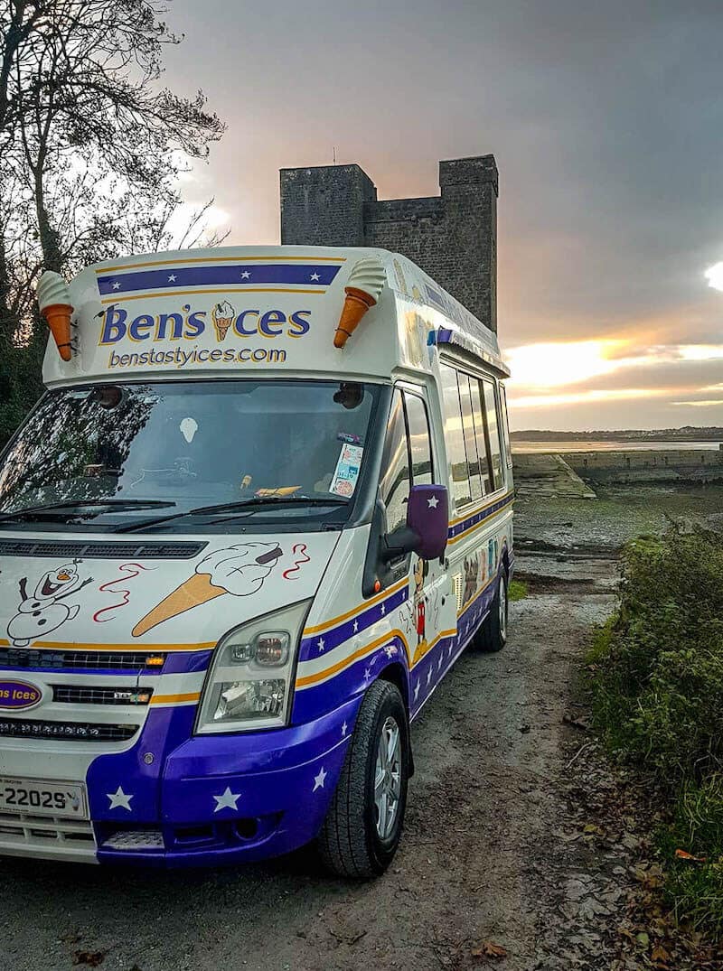 Ice cream van outside castle