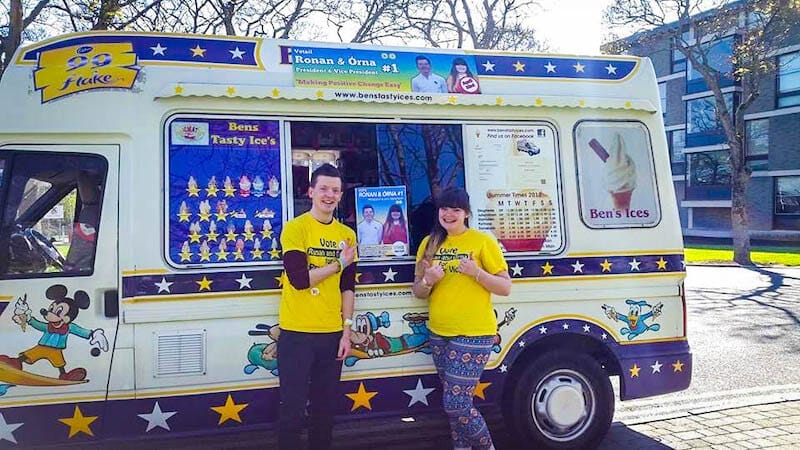 A young girl and young boy at an ice cream-Corporate ice cream van hire van