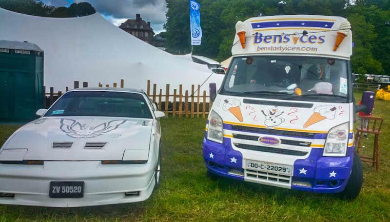 Sports car and Ice cream van