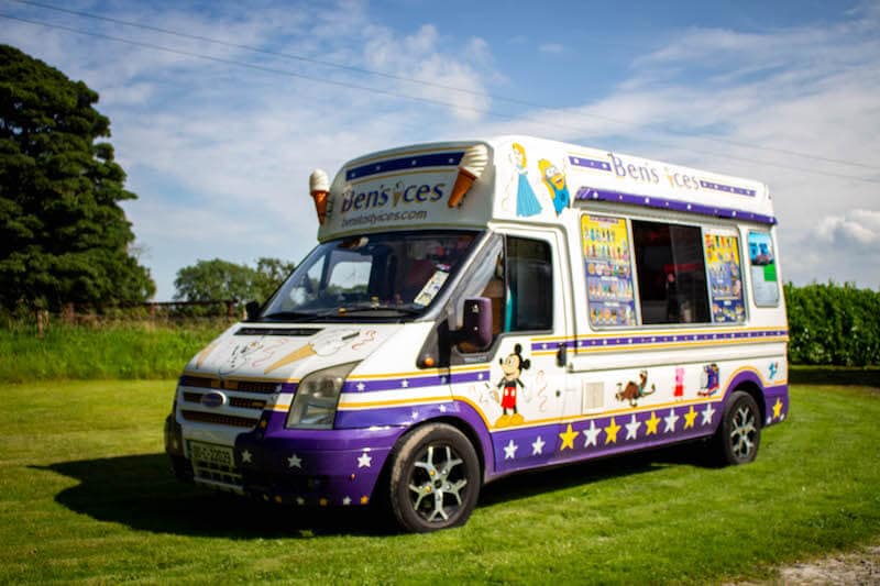 Front and side view of ice cream truck
