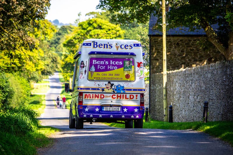 Ice cream van going down the road